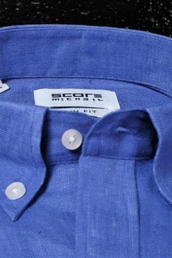 Alternative view of Leinenhemd Score blau von DietmarHaas, Slim-Fit, Button-Down-Kragen, Sportmanschette, 100% Leinen