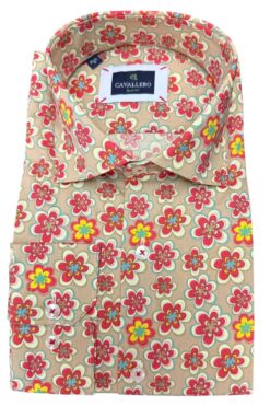 Hemd Cavallero beige-rot