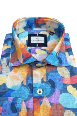 Alternative view of Hemd Cavallero blau-gelb