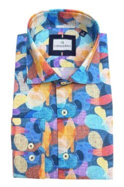 Hemd Cavallero blau-gelb