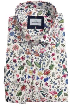 Hemd Cavallero weiß-rosa